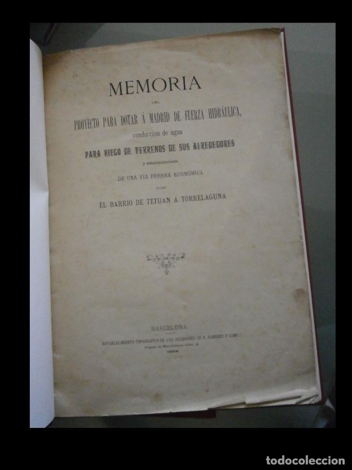 Libri antichi: Memoria del proyecto para dotar &aacute; Madrid de fuerza hidr&aacute;ulica, conducci&oacute;n de agua para riego de terr