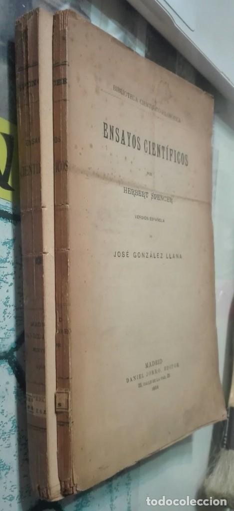 Libros antiguos: Herbert SPENCER. Ensayos cientificos. 1908 - Foto 2