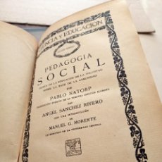 Libros antiguos: PEDAGOGÍA SOCIAL PABLO NATORP EDICIONES LECTURA. Lote 322759528