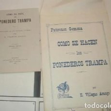 Libros antiguos: PONEDERO TRAMPA VILLEGAS ARANGO AVICULTURA PLANO Y LIBRO 1930