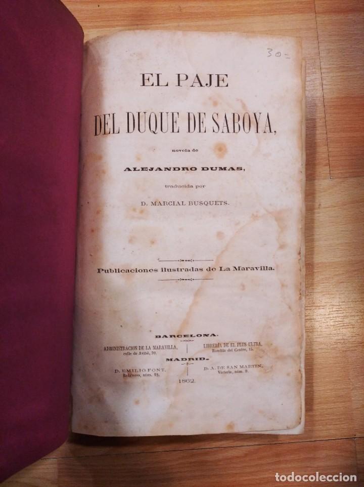 Libros antiguos: El paje del Duque de Saboya. Alejandro Dumas. 1862 - Foto 2