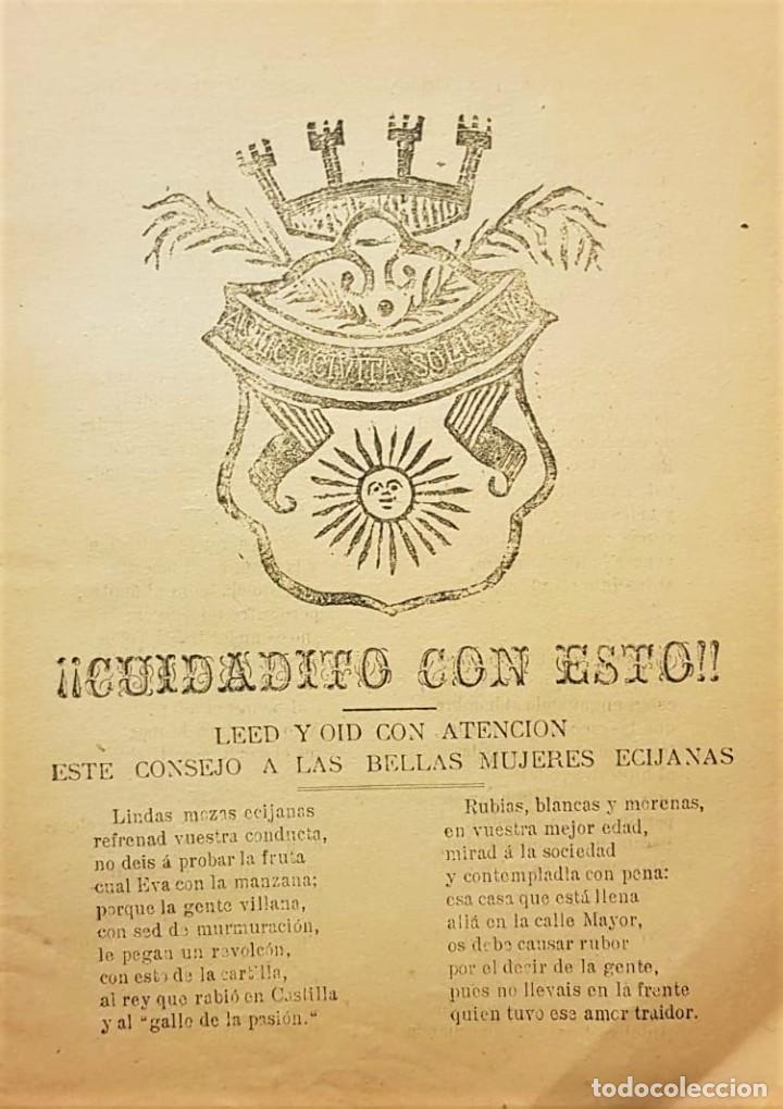 Old books: &iexcl;&iexcl;Cuidadito con esto!! Leed y oid con atenci&oacute;n este consejo a las bellas mujeres ecijanas.