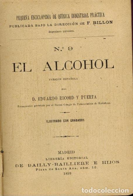 Libros antiguos: EL ALCOHOL - Foto 1