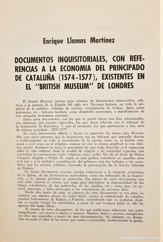 Livros antigos: Documentos inquisitoriales, con referencias a la econom&iacute;a del principado de Catalu&ntilde;a (1574-1577), ..