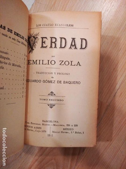 Libros antiguos: Verdad. Zola. Tomo segundo. 1903 - Foto 2