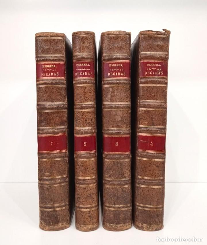 Livros antigos: Herrera, Antonio de.- DESCRIPCI&Oacute;N DE LAS INDIAS (1730) + HECHOS DE LOS CASTELLANOS (1726)