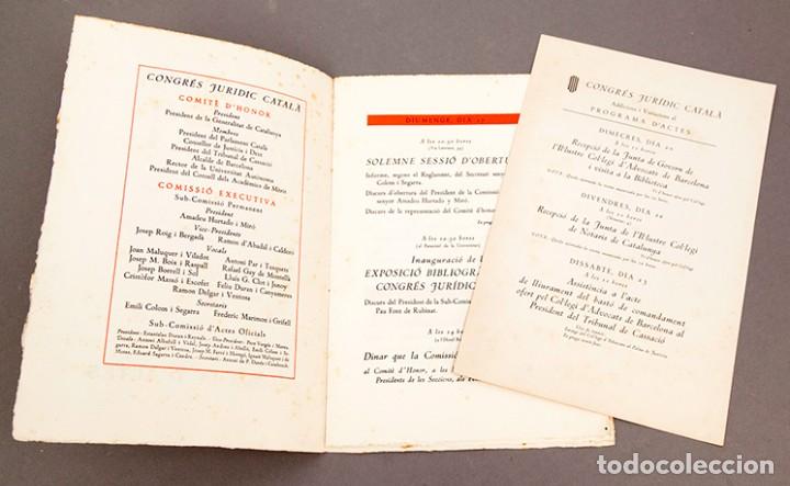 Libros antiguos: CONGR&Eacute;S JUR&Iacute;DIC CATAL&Agrave; - PROGRAMA DACTES - 1936 - OLIVA DE VILANOVA IMPRESSOR - Foto 3