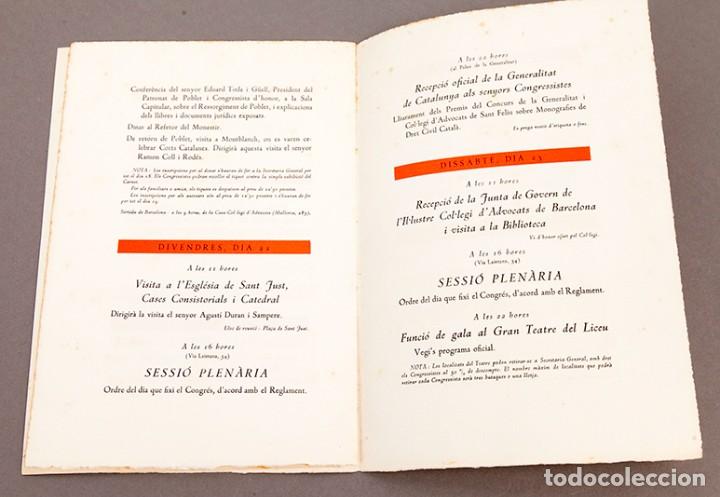 Libros antiguos: CONGR&Eacute;S JUR&Iacute;DIC CATAL&Agrave; - PROGRAMA DACTES - 1936 - OLIVA DE VILANOVA IMPRESSOR - Foto 5