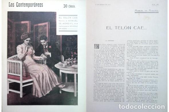 Libros antiguos: MEND&Iacute;VIL, Manuel de. El tel&oacute;n cae... Novela. 1911. - Foto 1
