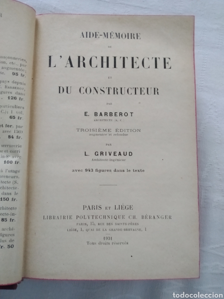 Libros antiguos: LARCHITECTE ET DU CONSTRUCTEUR - E. BARBEROT - Foto 2