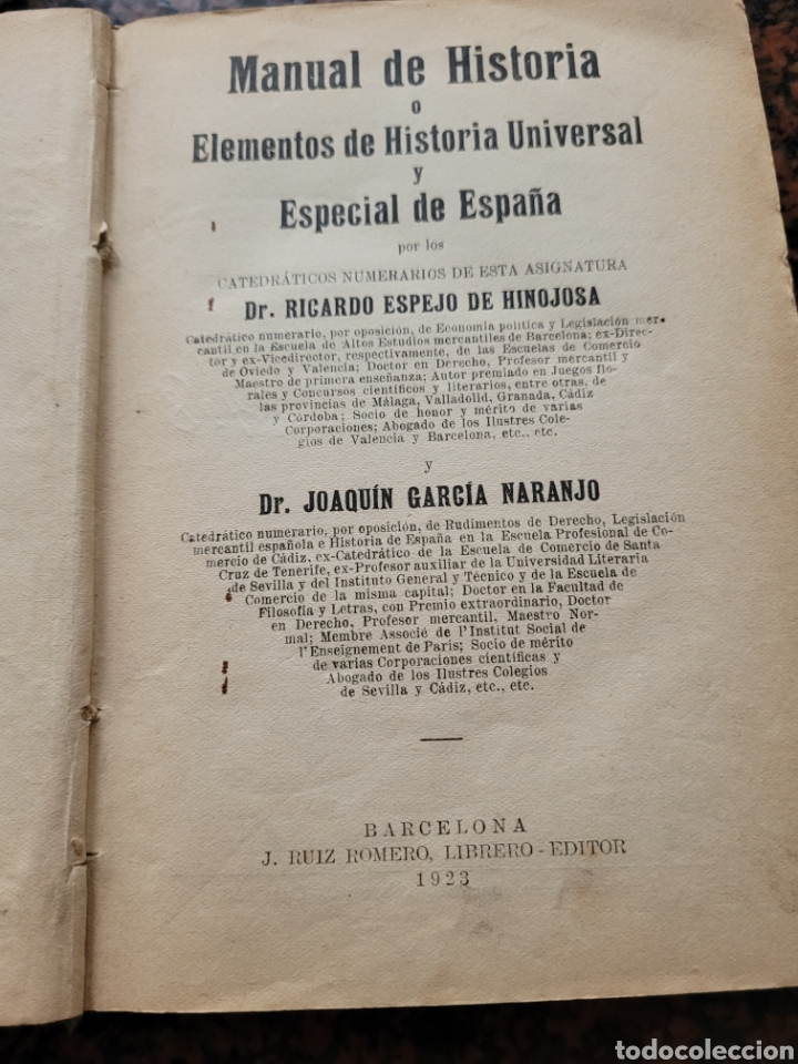 Libros antiguos: Manual de Historia de 1923 - Foto 1