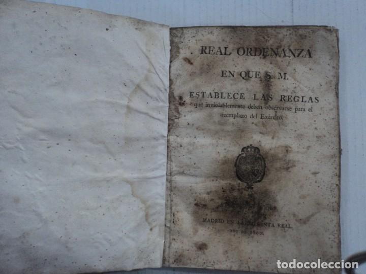 Libros antiguos: Real Ordenanza en que S. M. establece las reglas- 1800 - Foto 2