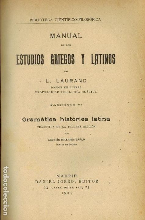 Libros antiguos: MANUAL DE ESTUDIOS GRIEGOS Y LATINOS - Foto 1