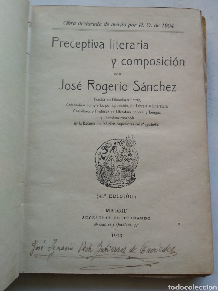 Libros antiguos: PRECEPTIVA LITERARIA 1913 - Foto 4