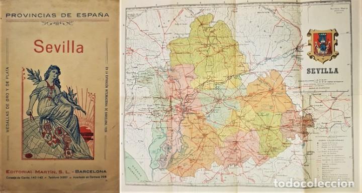 Old books: PROVINCIAS de Espa&ntilde;a. Sevilla. Mapa, &iacute;ndice topon&iacute;mico, tel&eacute;fonos y tel&eacute;grafos. Ferrocarriles.