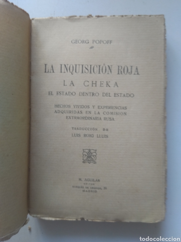 Libros antiguos: LA INQUISICI&Oacute;N ROJA (LA CHEKA)/G. POPOFF - Foto 4