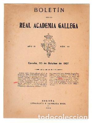 Antiquarische B&uuml;cher: BOLETIN DE LA ACADEMIA GALLEGA. A&Ntilde;O II N&ordm; 15. 20 AGOSTO 1907. A-LGALI-050
