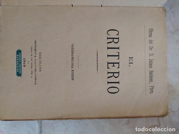 Libros antiguos: El criterio, Jaime Balmes - Foto 3