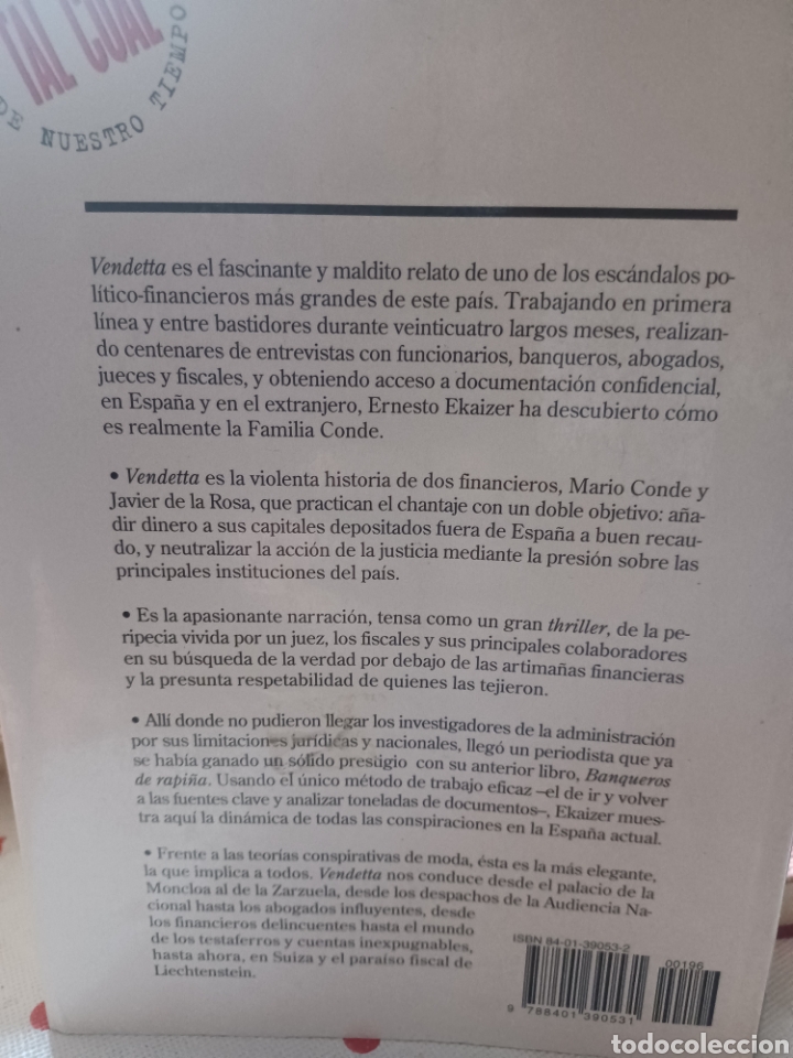 Libros antiguos: Barybook 141 A. Vendetta Ernesto Ekaizer - Foto 2