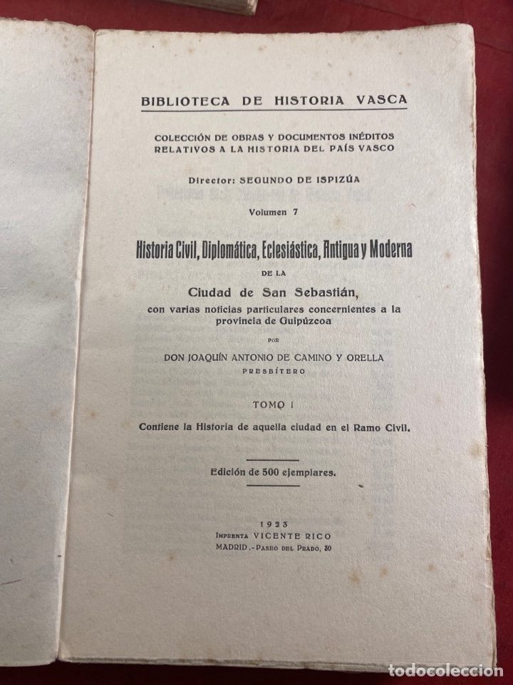 Libros antiguos: Biblioteca de historia vasca. - Foto 3