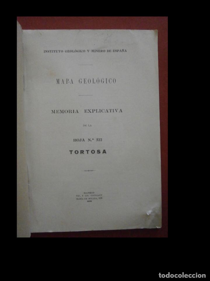 Libros antiguos: Mapa Geol&oacute;gico. Memoria descriptiva. Tortosa - Foto 5