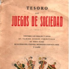 Libros antiguos: TESORO DE JUEGOS DE SOCIEDAD (F. PUIG, 1934)