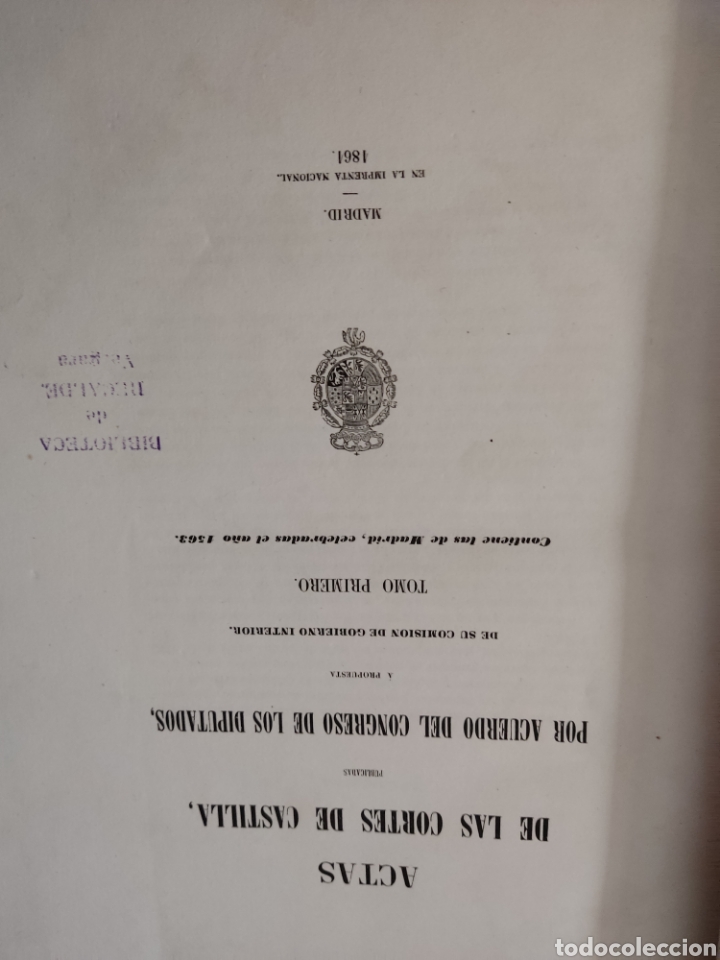 Libros antiguos: Actas de las cortes de castilla 1861 tomo primero - Foto 1