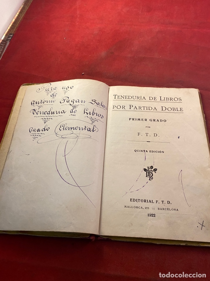 Libros antiguos: TENEDUR&Iacute;A DE LIBROS 1922 - Foto 2