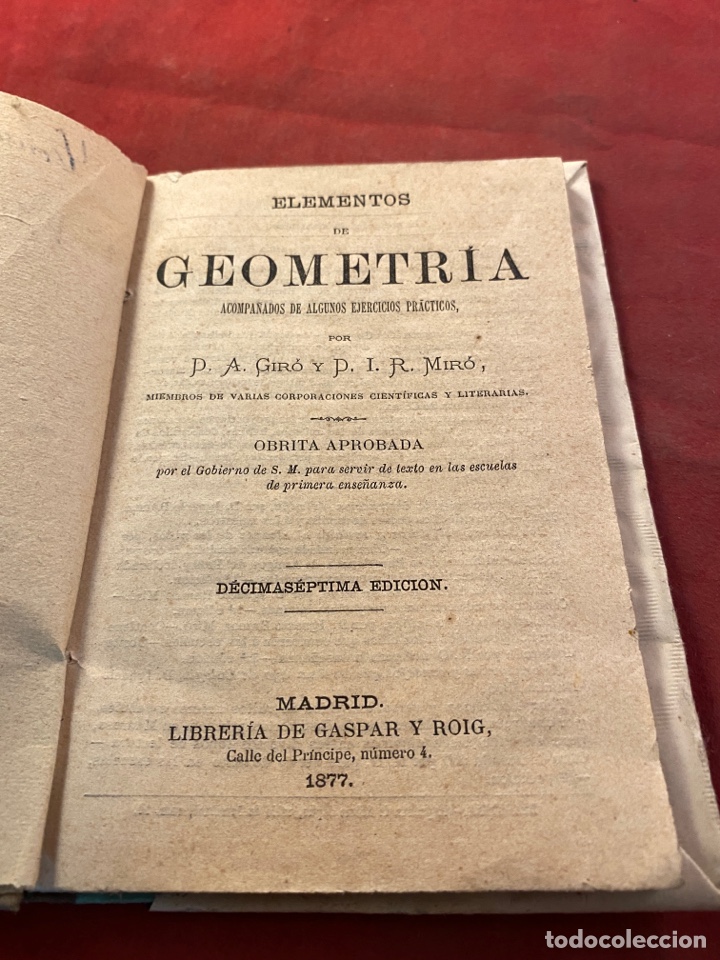 Libros antiguos: GEOMETR&Iacute;A 1877 - Foto 1