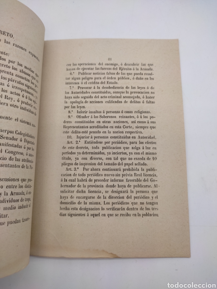 Libros antiguos: Disposiciones vigentes sobre ejercicio de la libertad de imprenta 1876 - Foto 3