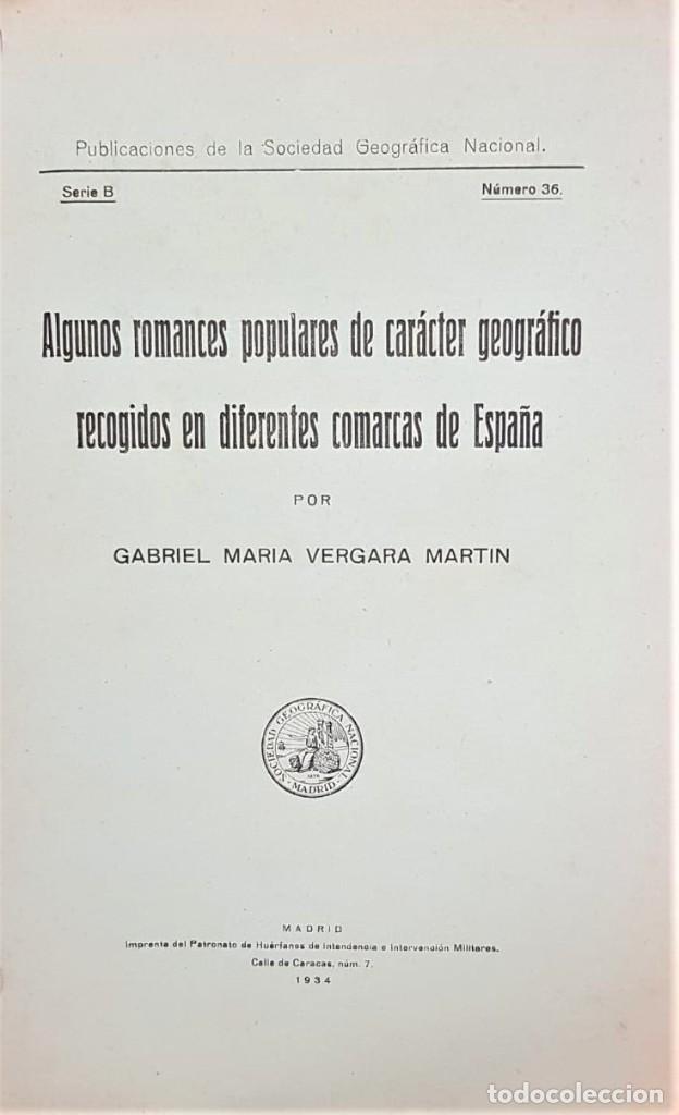 Livros antigos: Algunos romances populares de car&aacute;cter geogr&aacute;fico recogidos en diferentes comarcas de Espa&ntilde;a....