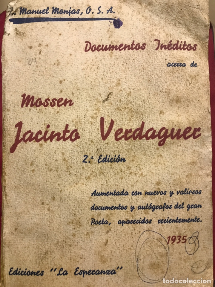Libros antiguos: DOCUMENTOS iN&Eacute;DITOS JACINTO VERDAGUER, 2DA. EDICI&Oacute;N. 1935 Ediciones &rdquo;La Esperanza&rdquo; - Foto 1
