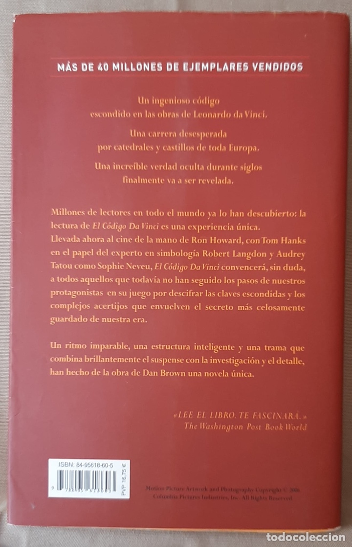 Libros antiguos: El C&oacute;digo Da Vinci. - Dan Brown. - Foto 2