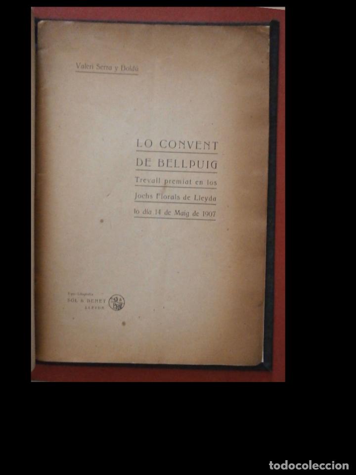 Libros antiguos: Lo convent de Bellpuig. Valeri Serra y Bold&uacute; - Foto 5