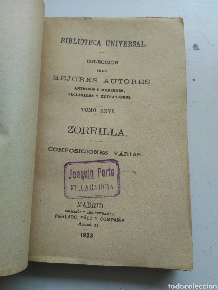 Libros antiguos: COMPOSICIONES VARIAS 1923/ZORRILLA/BIBLIOTECA UNIVERSAL - Foto 2
