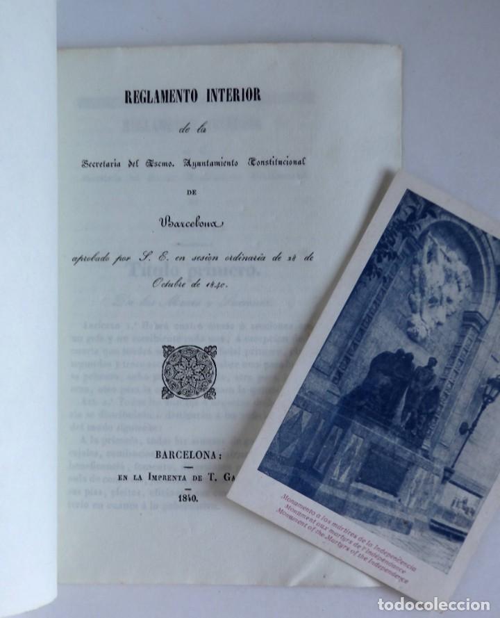 Libros antiguos: Reglamento Interior del Ayuntamiento Constitucional de Barcelona 1840 - Foto 1
