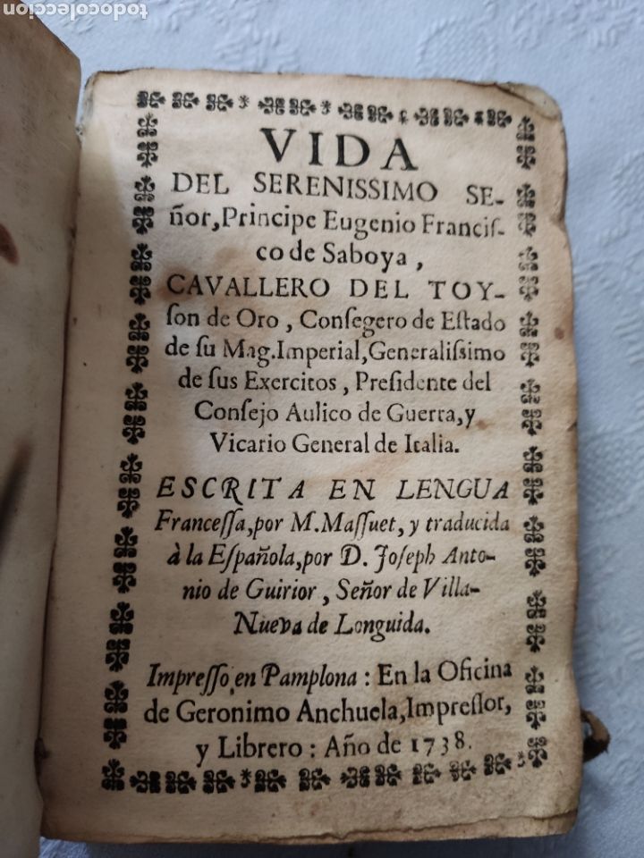Libri antichi: 1738 vida del serenisimo se&ntilde;or francisco de saboya