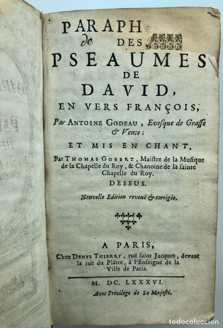 Libros antiguos: 1686, Paraphrase Des Pseaumes De David - Foto 2