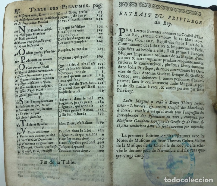 Libros antiguos: 1686, Paraphrase Des Pseaumes De David - Foto 13