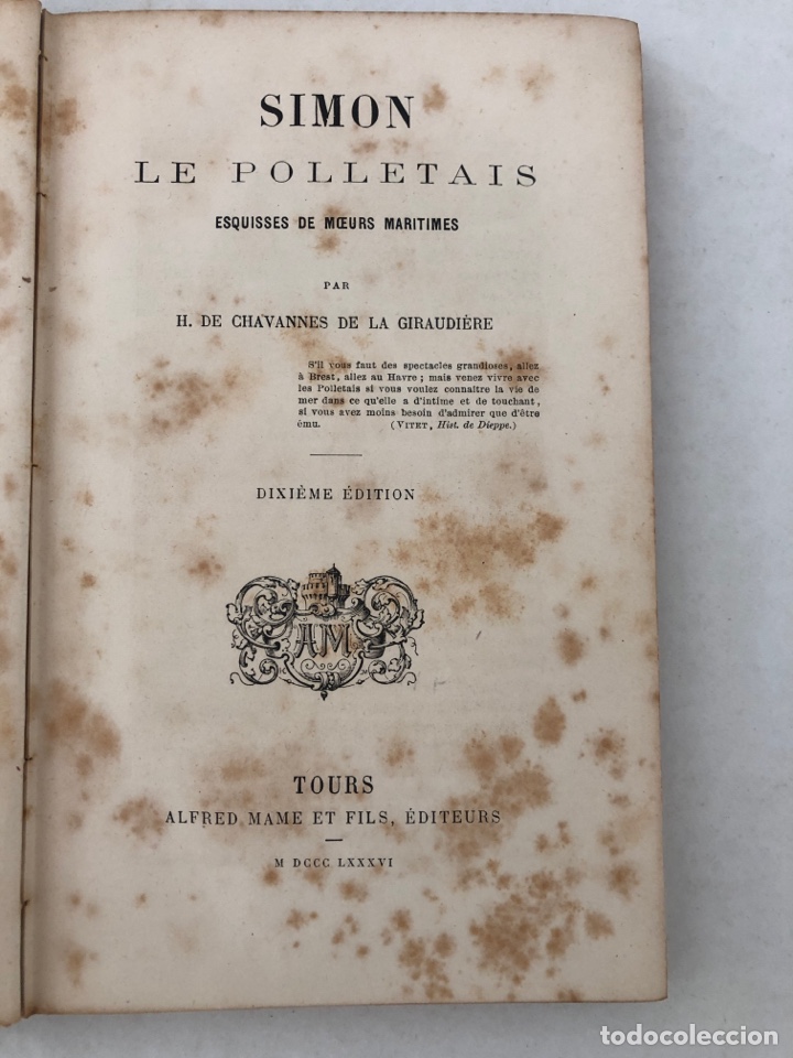 Libros antiguos: Simon le Polletais- 1886 - Foto 3