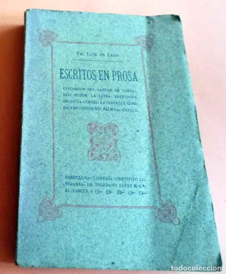 Libros antiguos: Fr. LUIS DE LE&Oacute;N - ESCRITOS EN PROSA - - Foto 1