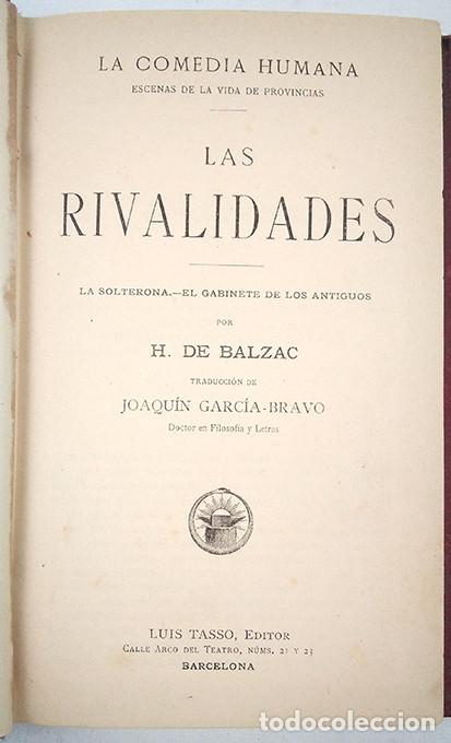 Libros antiguos: H. de Balzac. Las rivalidades. Luis Tasso Ed. - Foto 2