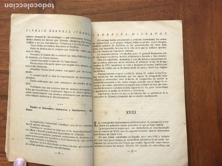 Libros antiguos: Sinesio Darnell iturmendi. Laureles Hispa&ntilde;icos - Foto 3