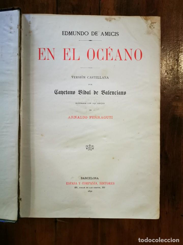 Libros antiguos: AMICIS, Edmundo de. En el oc&eacute;ano - Foto 1