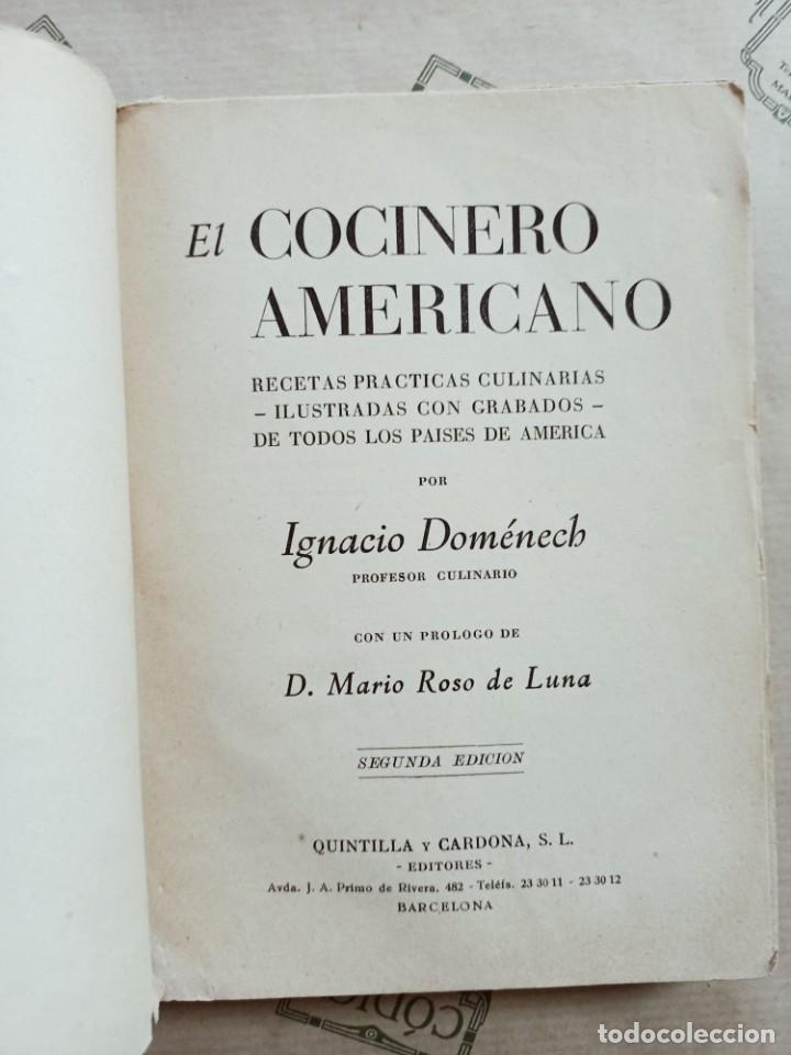 Libros antiguos: EL COCINERO AMERICANO, de IGNACIO DOMENECH - Foto 2