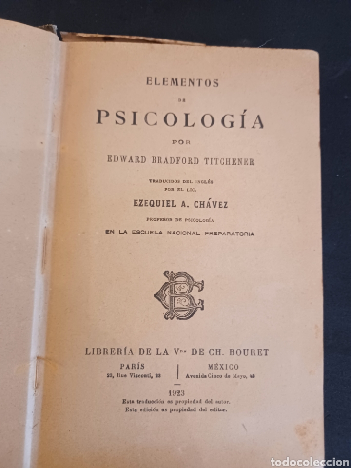 Libros antiguos: Bradford,E.Tichetener.Elementos de psicolog&iacute;a.Edit.Bouret.1923 - Foto 8