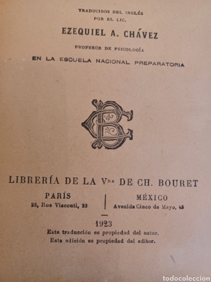 Libros antiguos: Bradford,E.Tichetener.Elementos de psicolog&iacute;a.Edit.Bouret.1923 - Foto 9