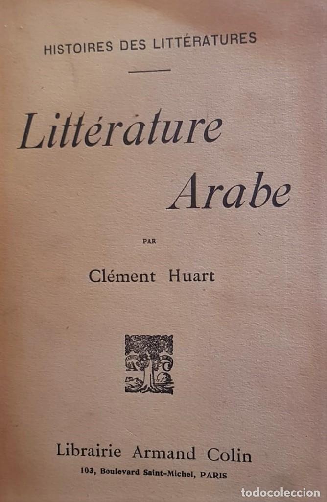 Antiquarische B&uuml;cher: HUART, Cl&eacute;ment. Histories des litteratures. Litt&eacute;rature Arabe. Par&iacute;s, Libraire Armand Colin, 1923.