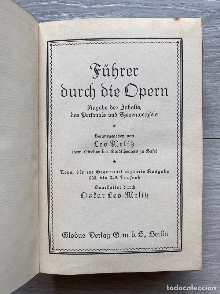 Libros antiguos: F&uuml;hrer durch die Opern / Leo Melitz. 1928 - Foto 4