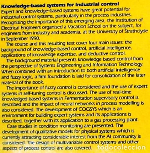 Libros antiguos: KNOWLEDGE-BASED SYSTEMS FOR INDUSTRIAL CONTROL - J. McGHEE / M. J. GRIMBLE 1990 - VER INDICE - Foto 2